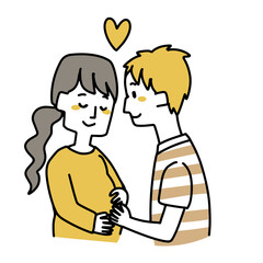 お腹の赤ちゃんの誕生を楽しみにしている夫婦