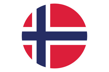 Circle flag vector of Norway on white background.