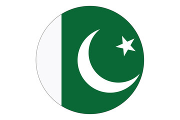 Circle flag vector of Pakistan on white background.