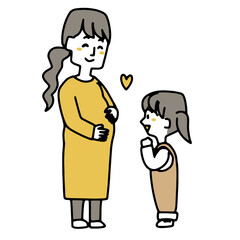 お腹の中の赤ちゃんを楽しみにしている女の子