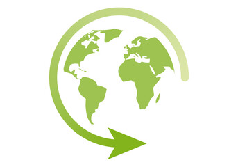 Icono de mapa mundi verde por la ecología.