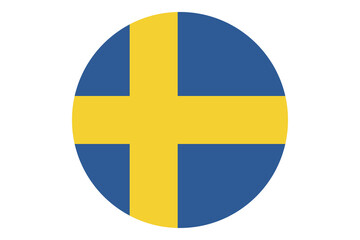 Circle flag vector of Sweden on white background.