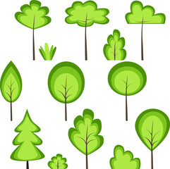Collection of trees on white background. nature or healthy. Vector illustration