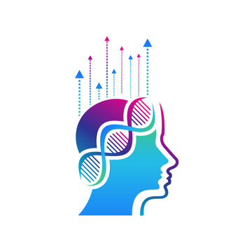 Human cognition brain and DNA logo design