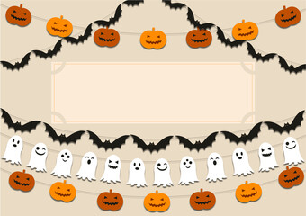 Halloween card with place for an inscription. Cute and funny garlands for a children's party.