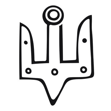 vector image of the State Emblem of Ukraine -a trident in the ancient historical execution isolated on a white background. useful for web and graphic design, prints, souvenirs for the Independence Day