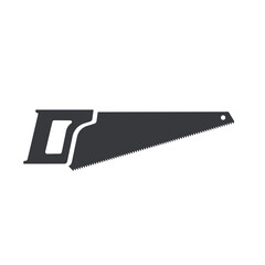 Black filled hand saw vector icon isolated on white transparent background.