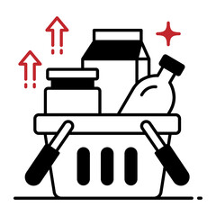 Household item or Drink Basket Vector Icon Design, Business and Management Symbol, Banking and finance Sign, ECommerce and Delivery Stock illustration, Grocery Shopping Concept, 