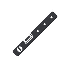 Black filled spirit level vector icon isolated on white transparent background.