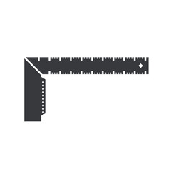 Black filled ruler vector icon isolated on white transparent background.