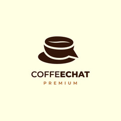 Coffee Chat With Cup Solid Color Simple Modern Icon Logo Design Vector