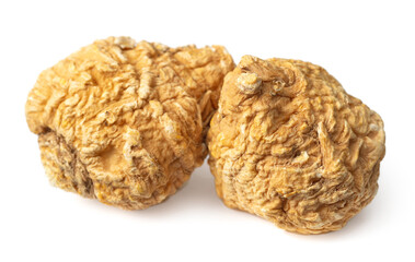 Dried maca roots isolated on white background