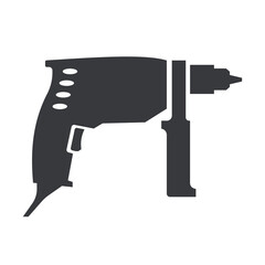 Black filled hammer drill vector icon isolated on white transparent background