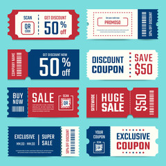 Coupon Set Huge Sale Discount Offer for Web and for Print