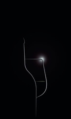 Silhouette einer Weinflasche mit Weinglas