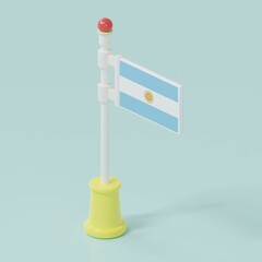 Argentine toy flag on blue background.3D minimal concept design illustration