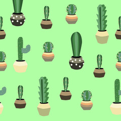 Cute seamless pattern with cactus
