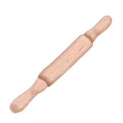 Watercolor illustration wooden rolling pin. Hand draw clipart kitchen tools. Pastry shop logo