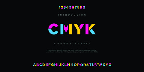 Modern abstract digital alphabet font. Minimal technology typography, Creative urban sport fashion futuristic font and with numbers. vector illustration