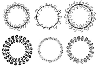 Line frames. Flower frame. Simple frame with leaves
