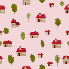 seamless pattern with houses