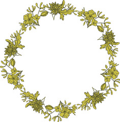 vector illustration festive retro wreath,monochrome