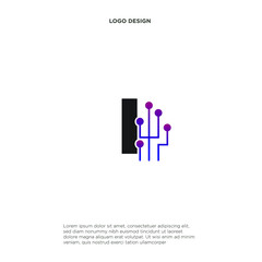 letter i abstract logo design symbol letter mark technology, dot, computer, data, internet. premium vector.