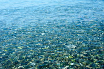 Pebbles, sea, coast, beach wave, lake, river.