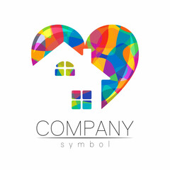 Company Logo Vector House Icon for Branding Real Estate Symbol Building and Apartment Rent Concept Sign with heart shape