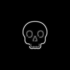 Skull emoji glowing neon vector illustration