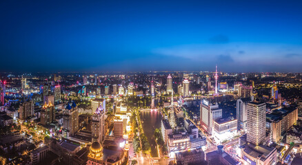 Fototapeta na wymiar Aerial photography of the city scenery of Nantong, Jiangsu at night