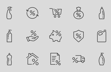 Credit Set Vector Line Icons Contains Icons of Percentage, Investment, Piggy Bank Percentage, Rates, Loan Interest, Business and more. Editable stroke, isolated icons