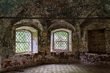 the interior of an abandoned temple