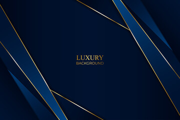 Abstract overlapping on dark blue background with gold outline. Luxury and elegant design.