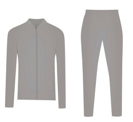 Grey tracksuit. top and bottom. vector
