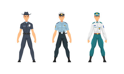 Police Officer from Around the World Wearing Uniform Vector Set