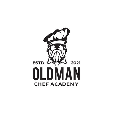 Old man chef logo design template