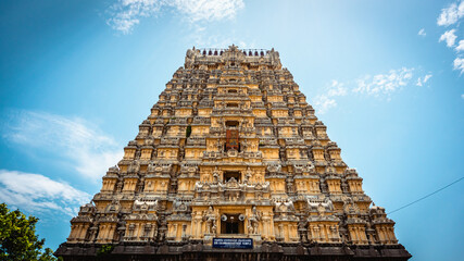 Entrance tower ( Gopuram) of Ekambareswarar Temple, Earth Linga Kanchipuram, Tamil Nadu, South...