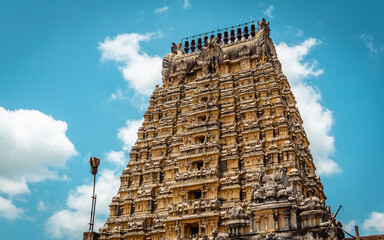 Entrance tower ( Gopuram) of Ekambareswarar Temple, Earth Linga Kanchipuram, Tamil Nadu, South...