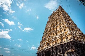 Entrance tower ( Gopuram) of Ekambareswarar Temple, Earth Linga Kanchipuram, Tamil Nadu, South...