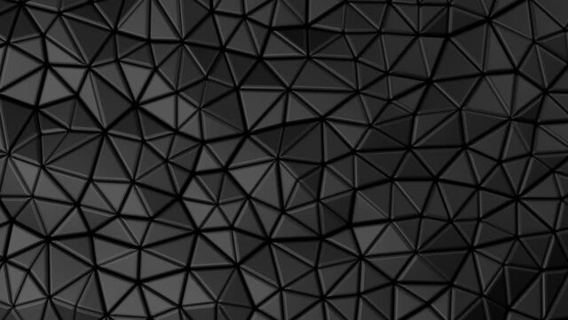 Abstract polygonal geometric animation of waving surface. Dark stylish digital background made from triangles. Business and technology wallpaper. Seamless loop.