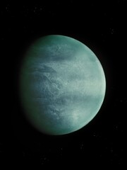 planet with a solid surface, exoplanet from an alien star system. Alone planet in deep space.