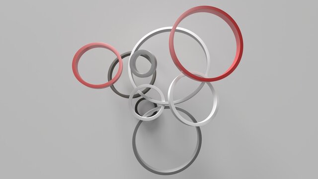 abstract composition minimal circles on a background red white gray modern