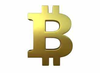 A golden bitcoin sign with scratches 3d-rendering