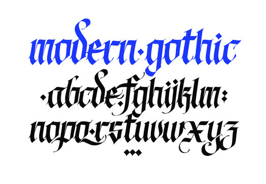 Gothic. Vector. Lowercase letters on a white background. Beautiful and stylish calligraphy. Elegant European typeface for tattoo and design. Medieval Germanic modern style.