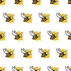 Simple seamless pattern of queen bee chat logo colored cartoon style illustration background template vector