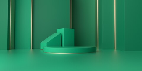 3D rendering of green geometry background
