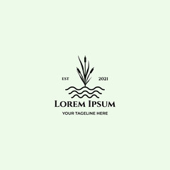 cattails logo icon design minimalist vector illustration wave