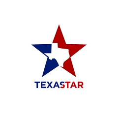 Texas logo design. Lone Star and Texas Map Symbol. Lonestar Vector Illustration.