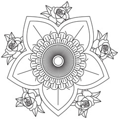 Leaf Flower Petal Coloring Mandala Art Simple Graphic Shape Vector Floral Oriental Outline Vintage Decorative Elements Pattern Illustration Islam Arabic Indian Turkish Mystic Religion Morals Lotus